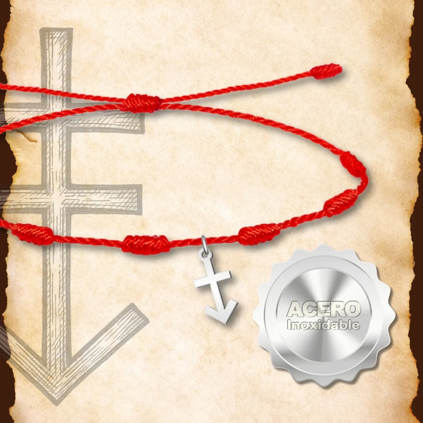 Pulsera 7 Nudos con Cruz Contra el mal color Plateado - cotigo