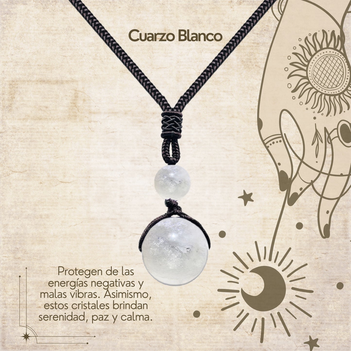 Colgante de piedra natural 14 mm 🌈 ¡Hecho a mano y con significado único! 🔮 Cuerda ajustable 40–70 cm