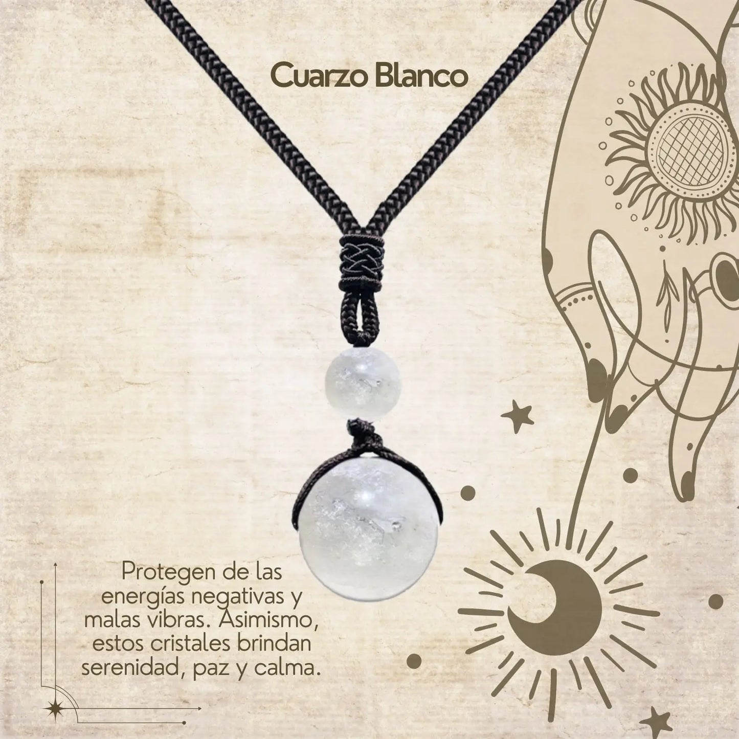 Colgante de piedra natural 14 mm 🌈 ¡Hecho a mano y con significado único! 🔮 Cuerda ajustable 40–70 cm - cotigo