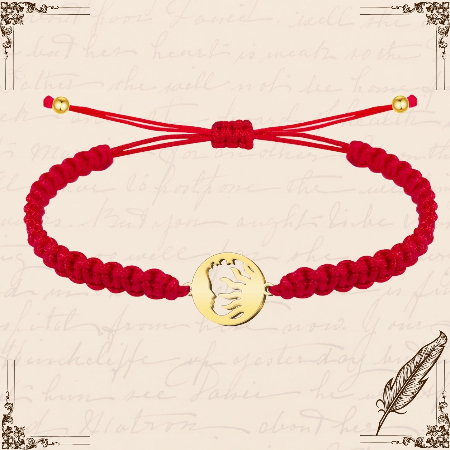 Pulsera Hilo Destino con Sol y Luna Acero Dorado