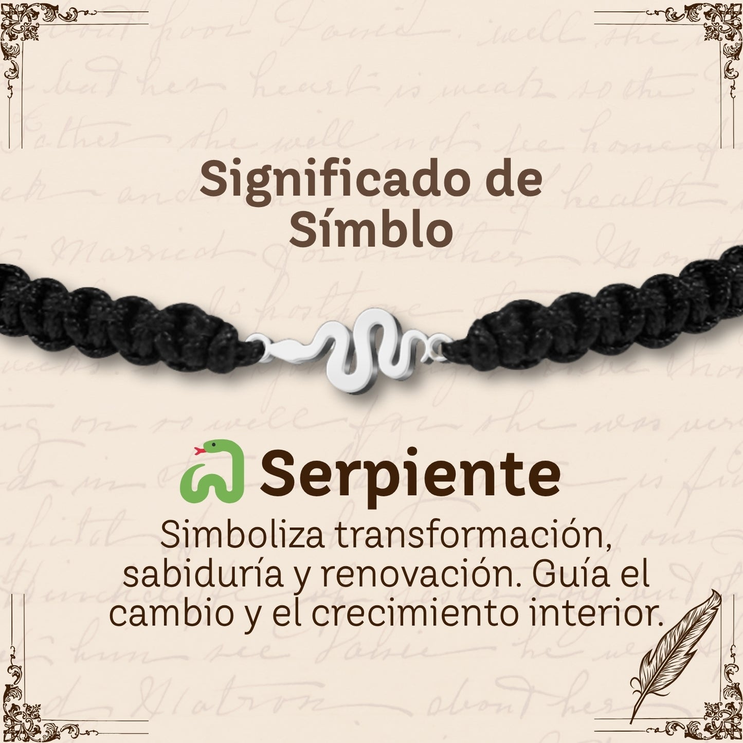 Pulsera Hilo Destino con Serpiente Acero Plateado
