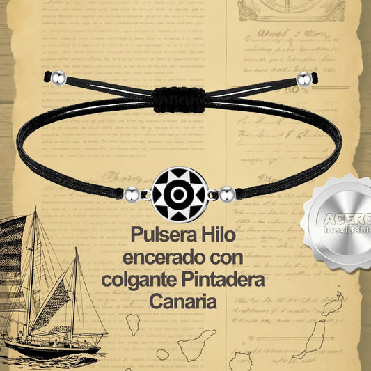 Pulsera Hilo Encerado pintadera Canaria Solar - cotigo