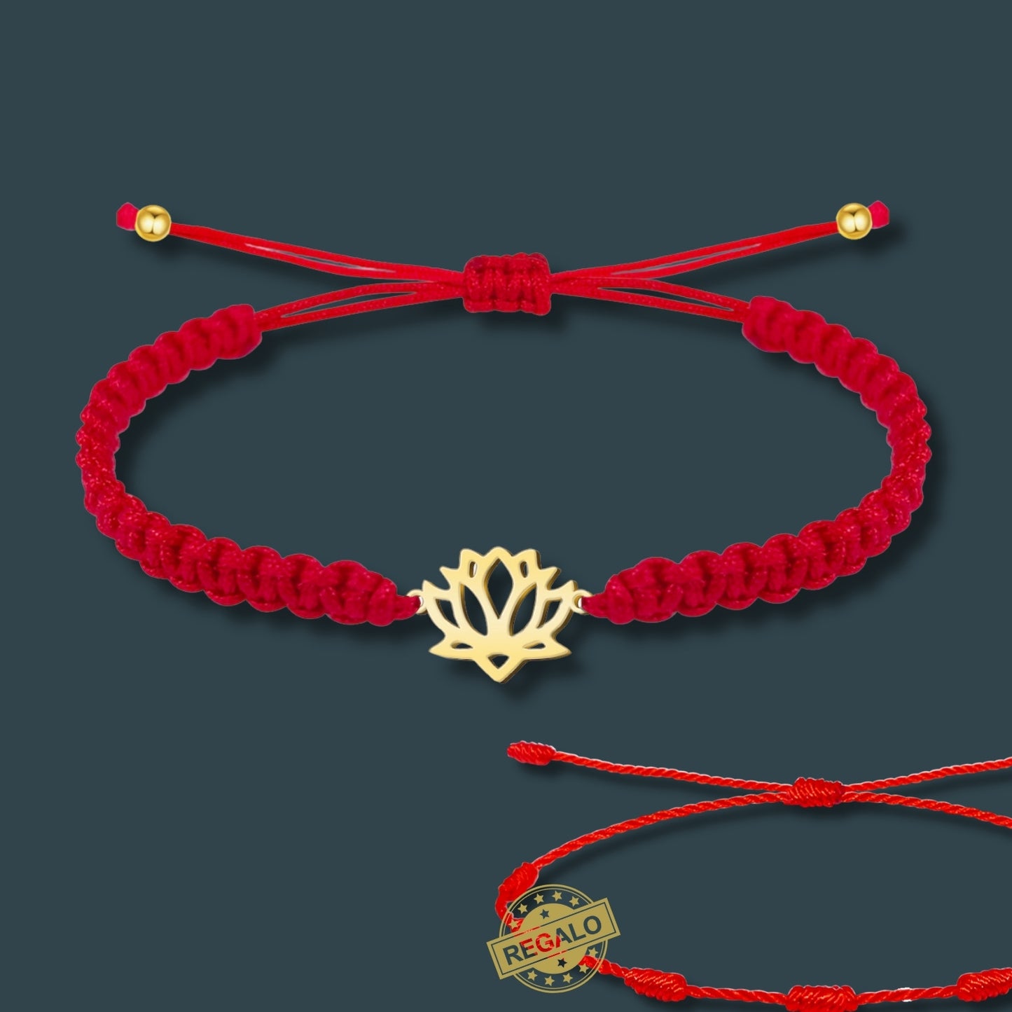 Pulsera Hilo Destino Roja Hecho a Mano 🧵 con Amuleto de Suerte y Protección 🍀 en Acero Inoxidable 💎 ¡Incluye Pulsera 7 Nudos de Regalo! 🎁