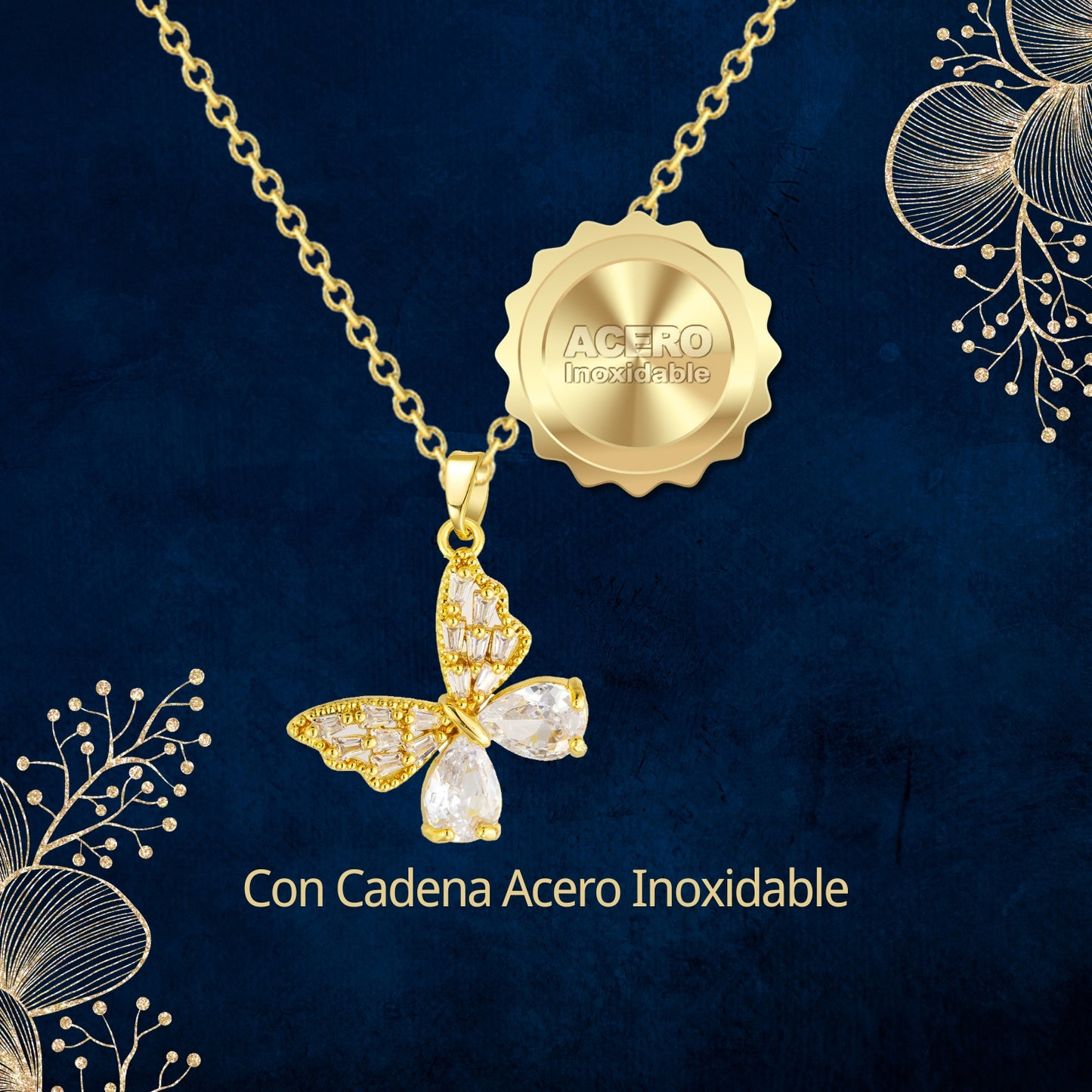 Collar Acero y colgante Cobre con Piedra Circonita para Regalar a Abuela
