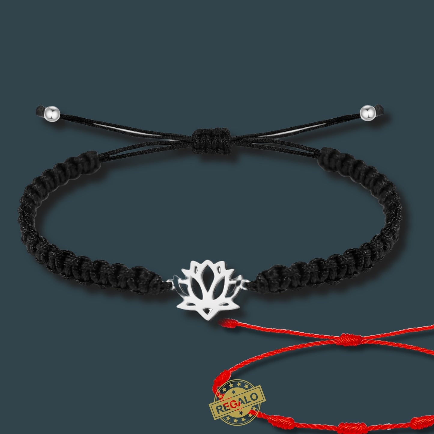 ✨Pulsera de Hilo Trenzado Hecha a Mano 🧵 con Amuleto de Suerte y Protección 🍀 Acero Inoxidable 💎 ¡Incluye Pulsera 7 Nudos de Regalo! 🎁