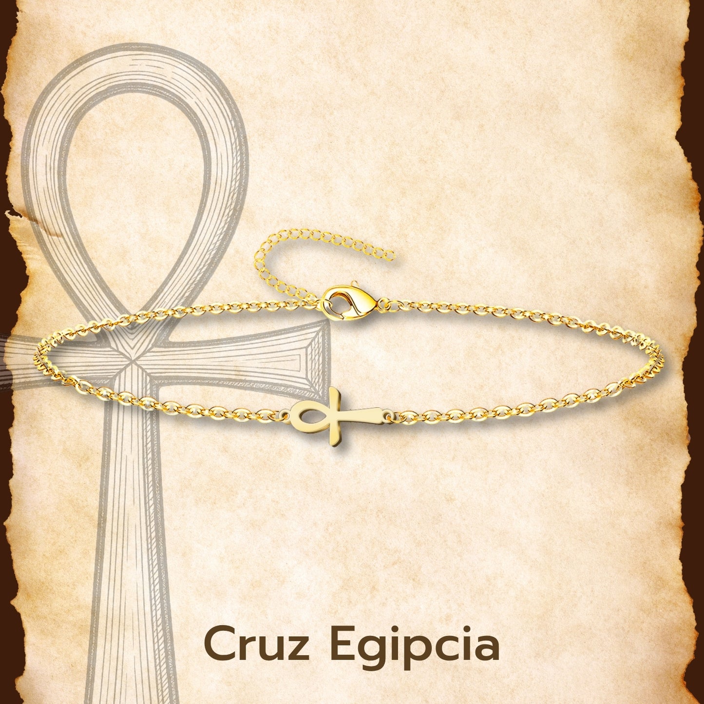 Pulsera Cruz Egipcia Acero inxidable color Plateado