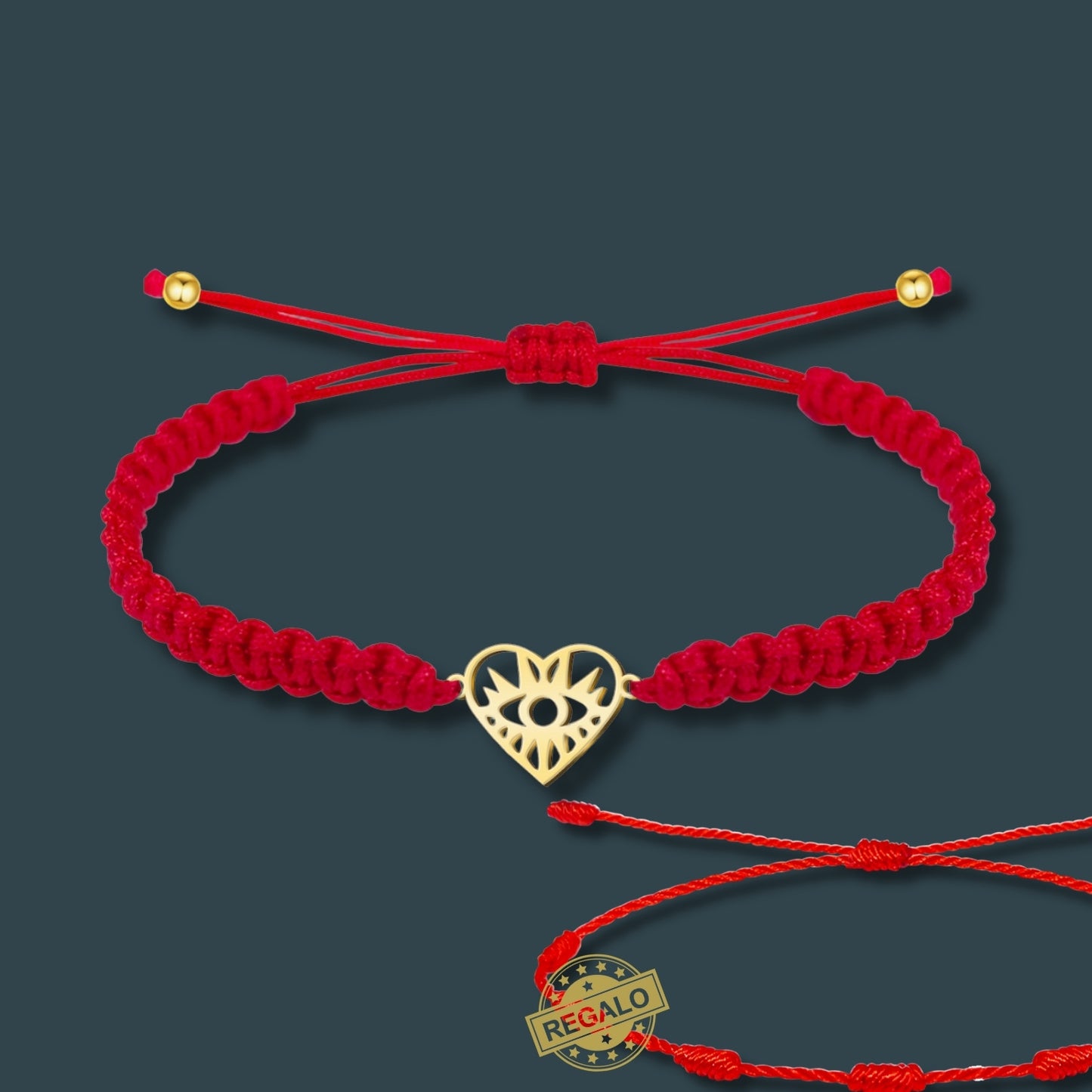 Pulsera Hilo Destino Roja Hecho a Mano 🧵 con Amuleto de Suerte y Protección 🍀 en Acero Inoxidable 💎 ¡Incluye Pulsera 7 Nudos de Regalo! 🎁
