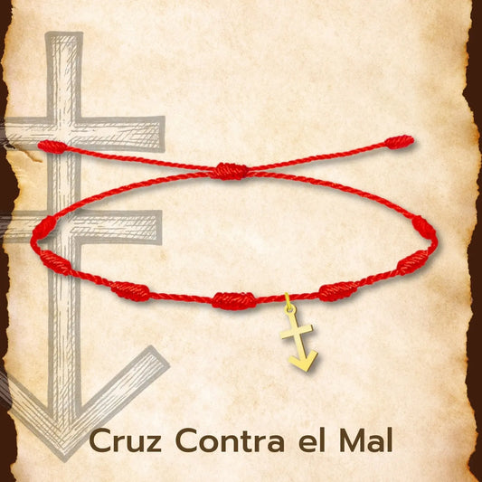 Pulsera 7 Nudos con Cruz Contra el mal color Dorado - cotigo