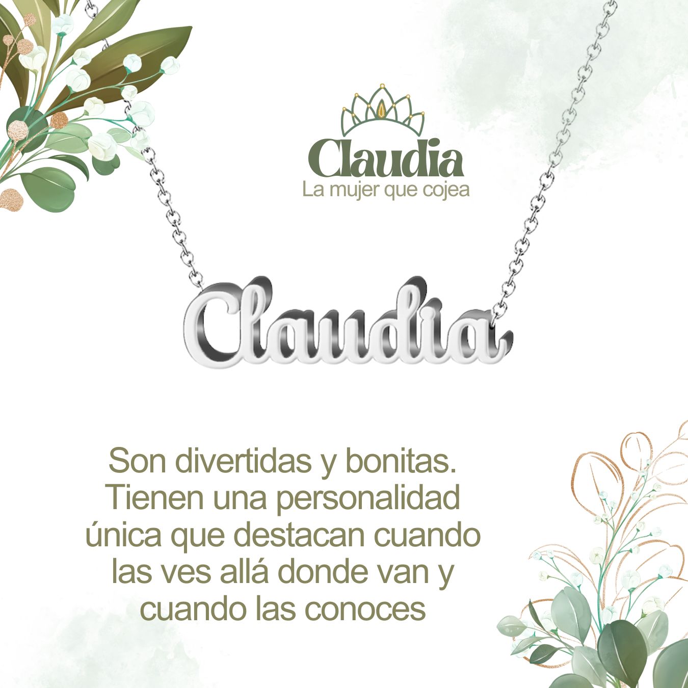 Collar con Nombre en Acero Inoxidable, Color Plateado, Incluye Tarjeta con el Significado de 60 Nombres + Caja de Regalo y Pulsera 7 Nudos de Regalo