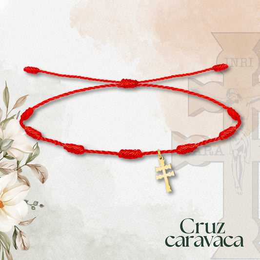 Pulsera Cruz de Caravaca ✝️ | Acero inoxidable hecho a mano | Con tarjeta diseñada | Suerte y protección 🍀