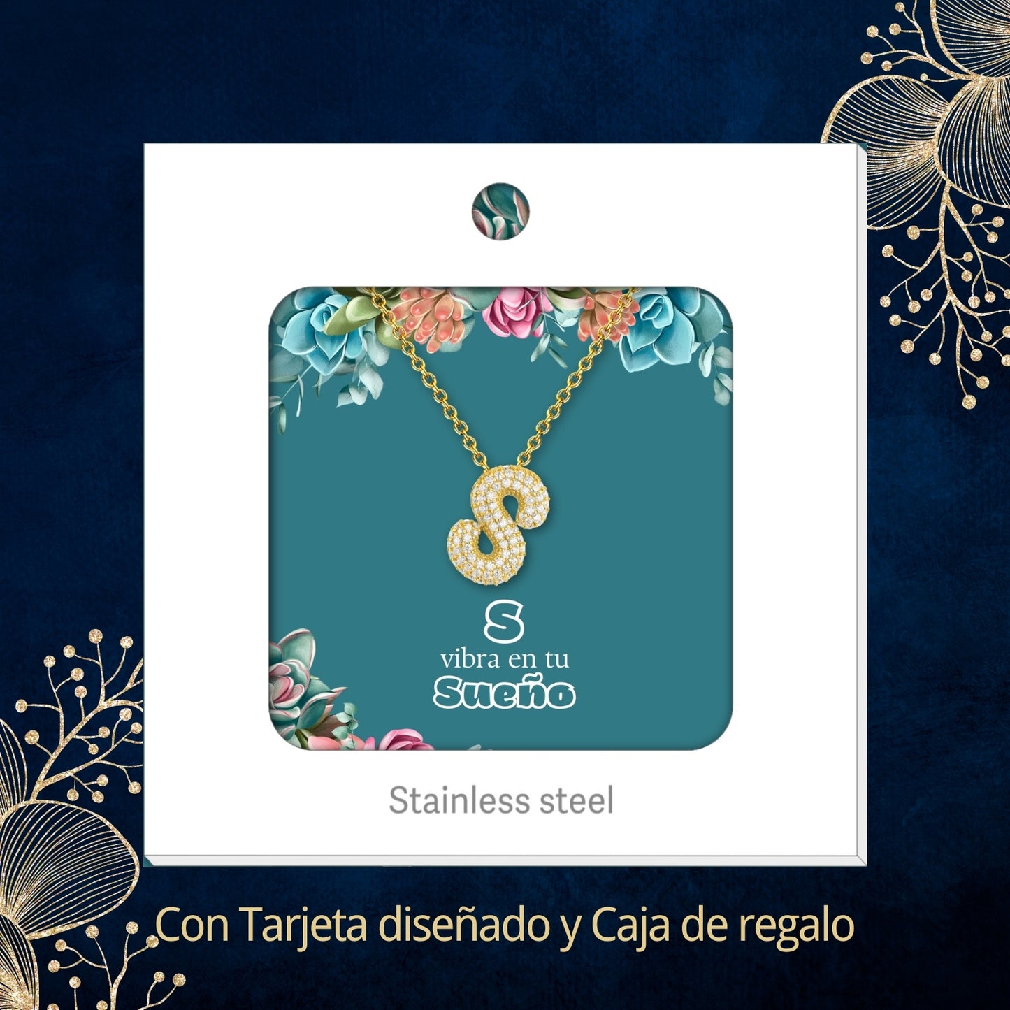 Colgante Letra inicial S con Piedra Circonita