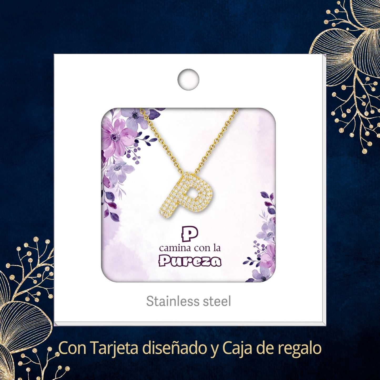 Colgante Letra inicial P con Piedra Circonita