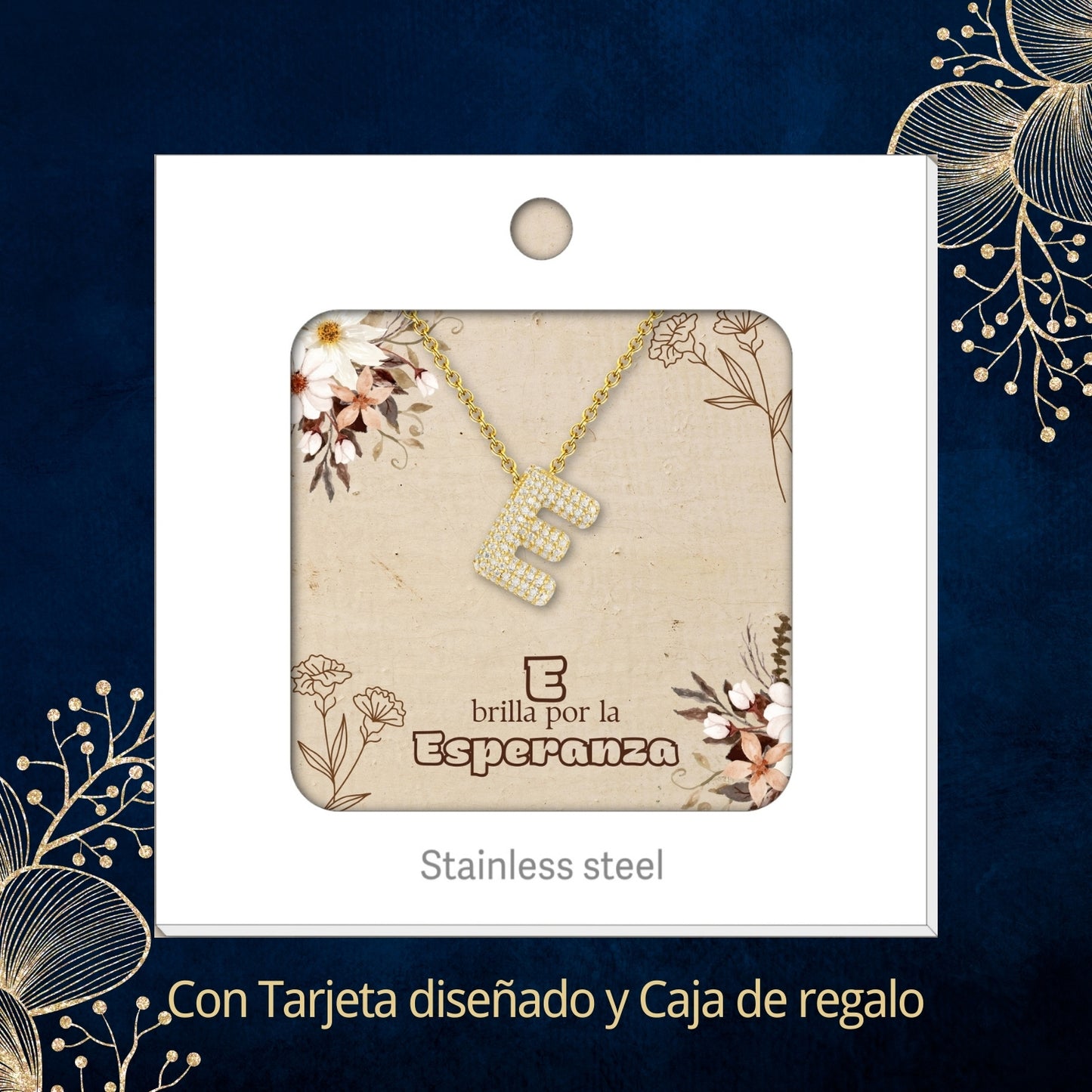 Colgante Letra inicial E con Piedra Circonita