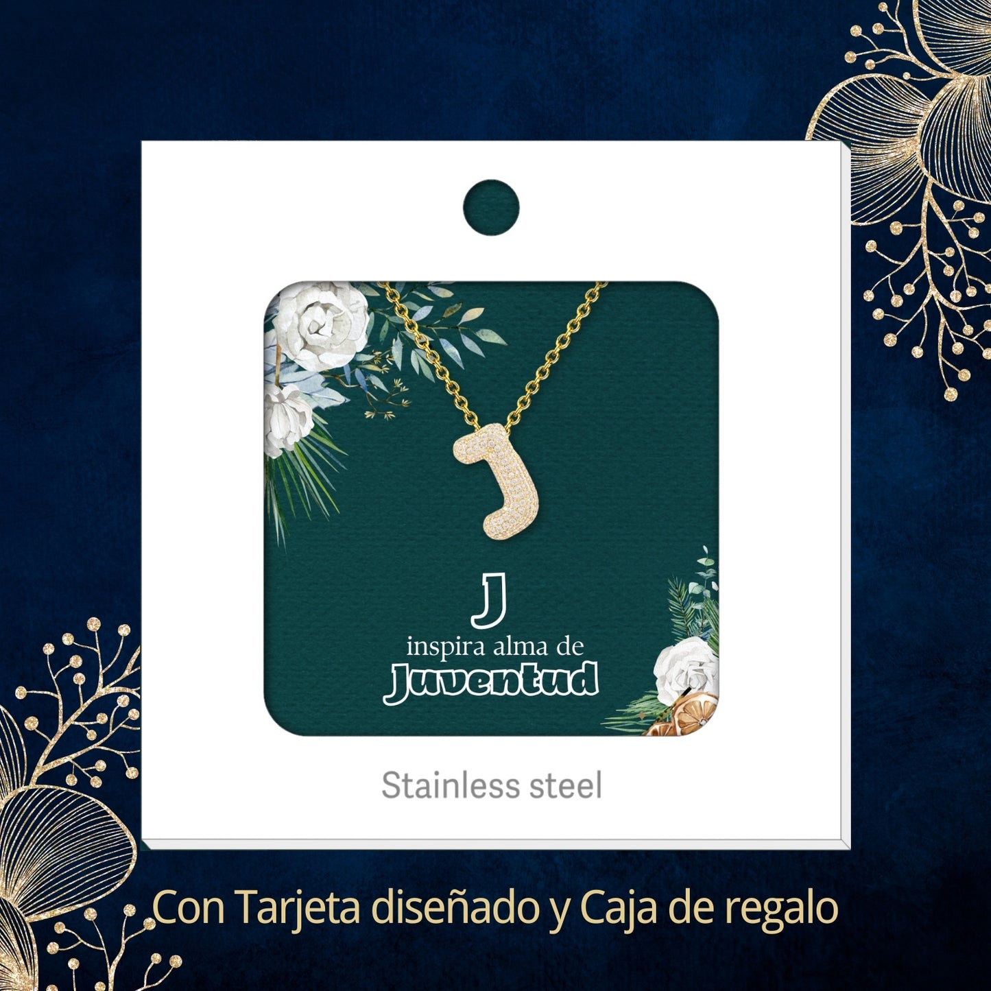 Colgante Letra inicial J con Piedra Circonita