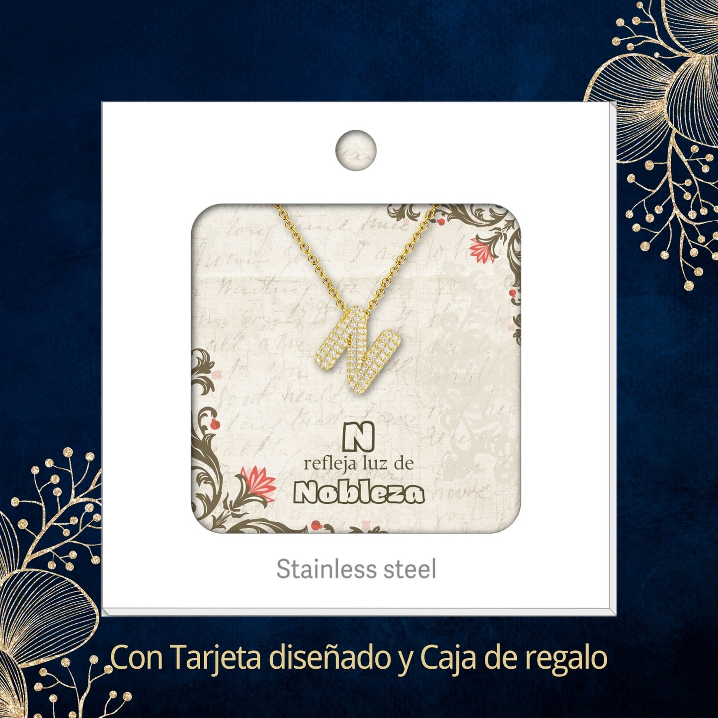 Colgante Letra inicial N con Piedra Circonita