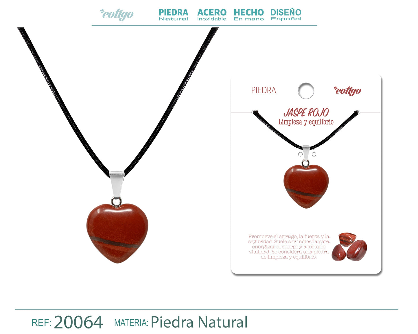 Colgante Corazon Jade Rojo