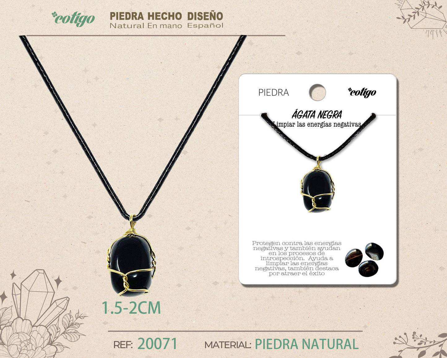 Colgante piedra natural- Agata negra