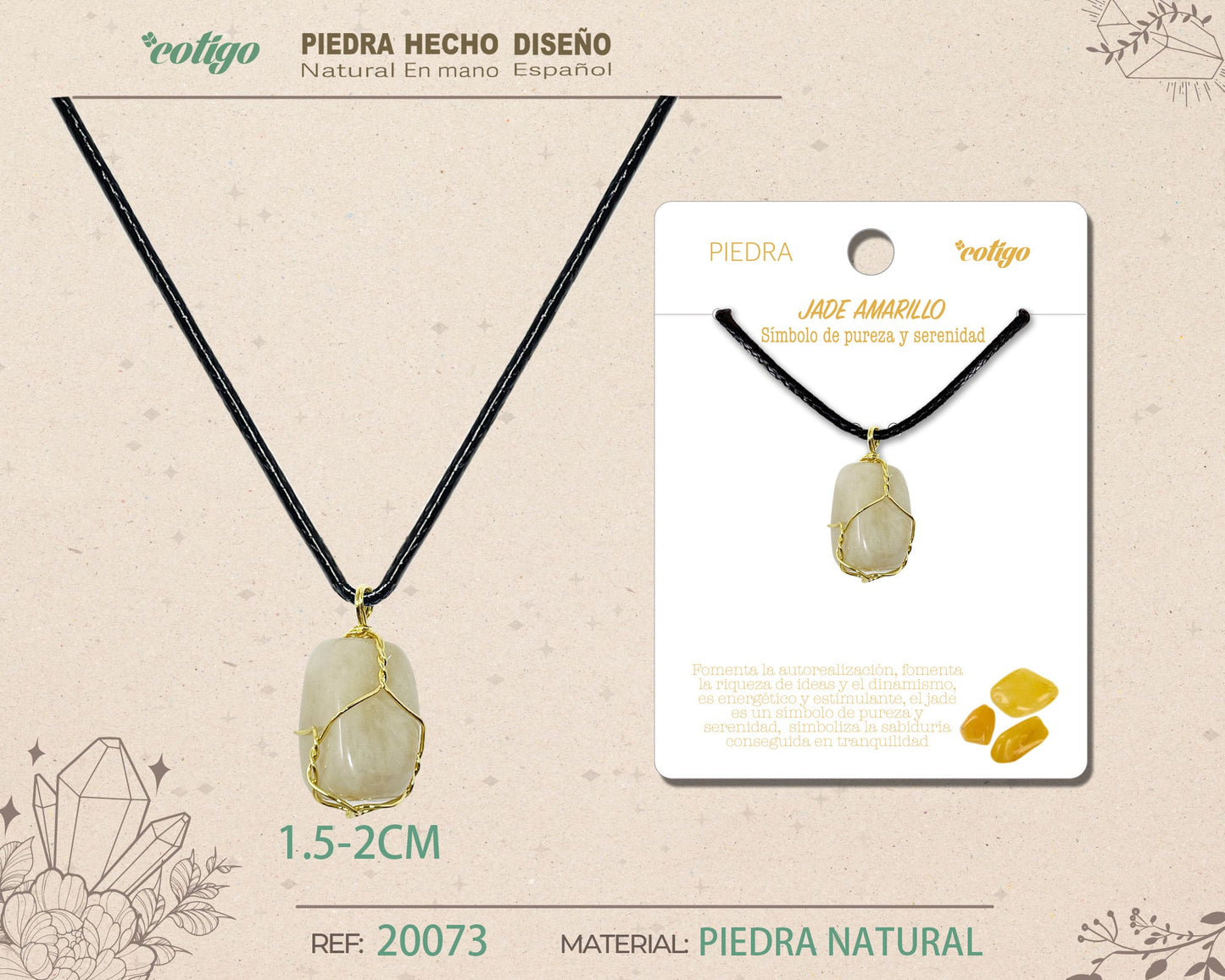 Colgante piedra natural- Jaspe amarilla