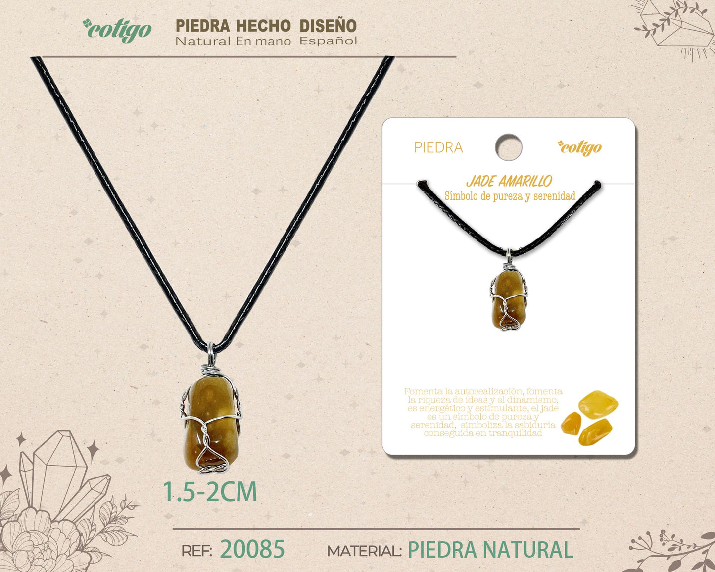 Colgante piedra natural- Jaspe amarilla