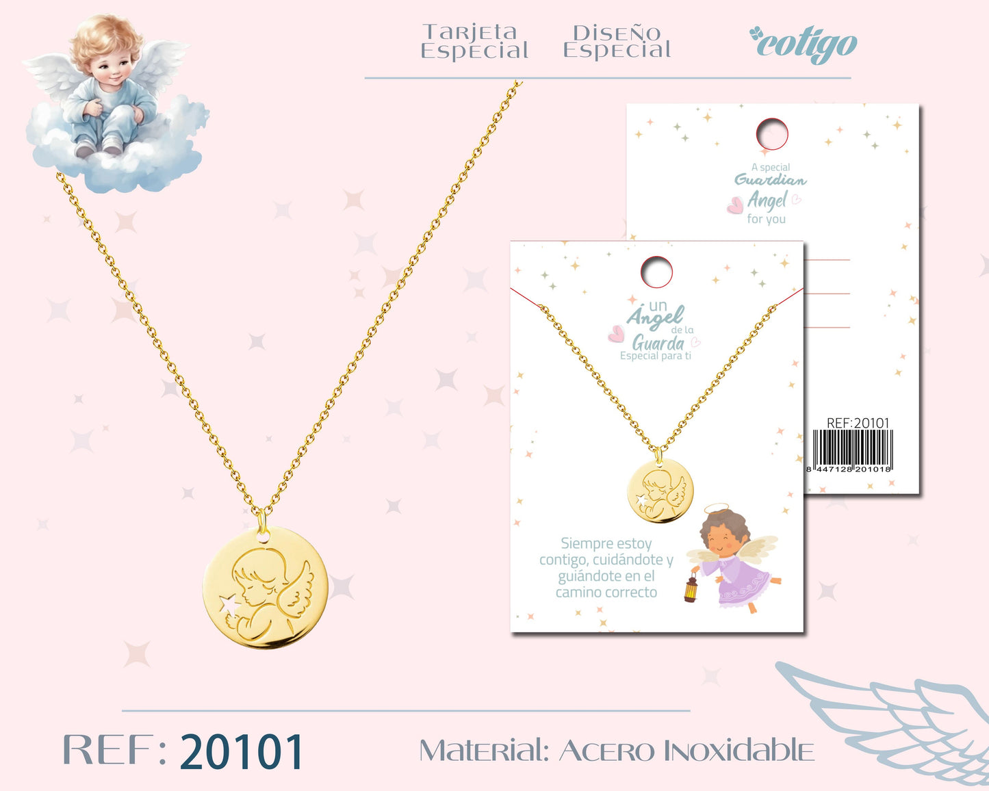 20101-Collar Angel de Guarda Acero