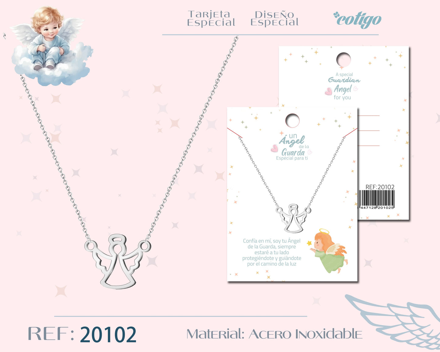 20102-Collar Angel de Guarda Acero