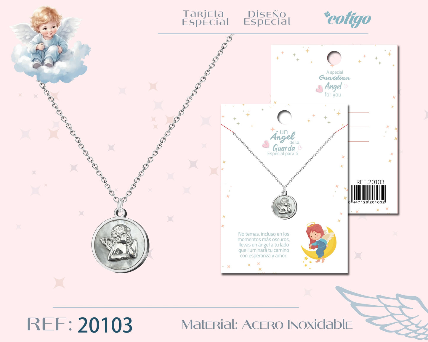 20103-Collar Angel de Guarda Acero