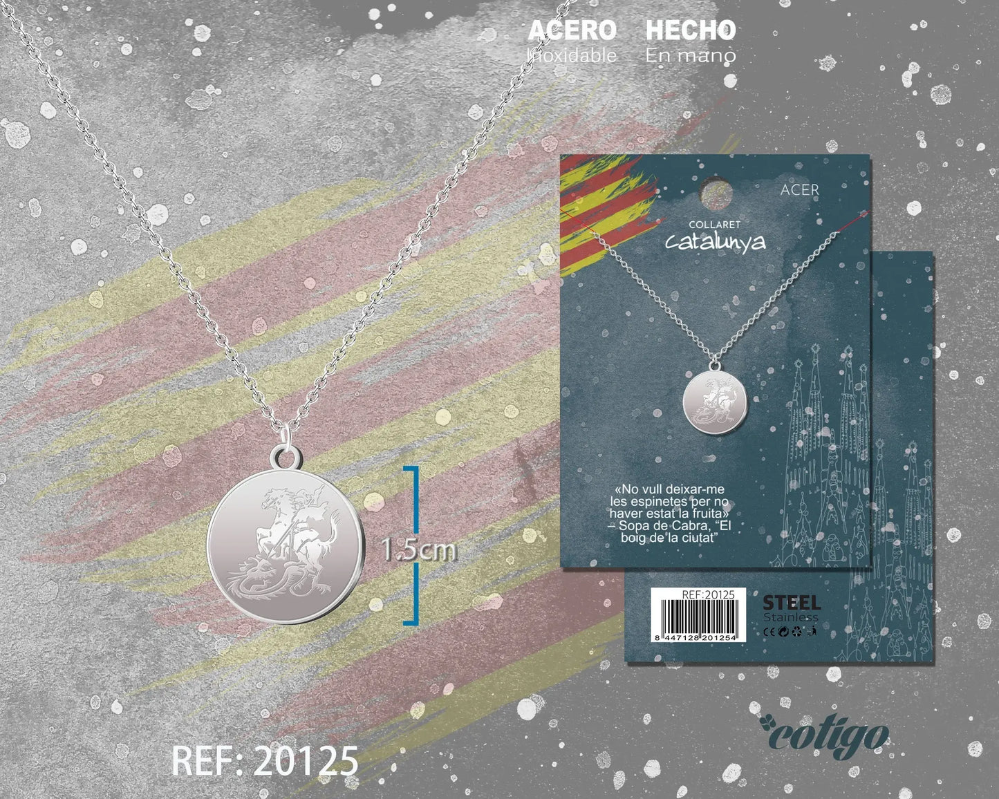 Colgante San jorge Acero Plateado - cotigo