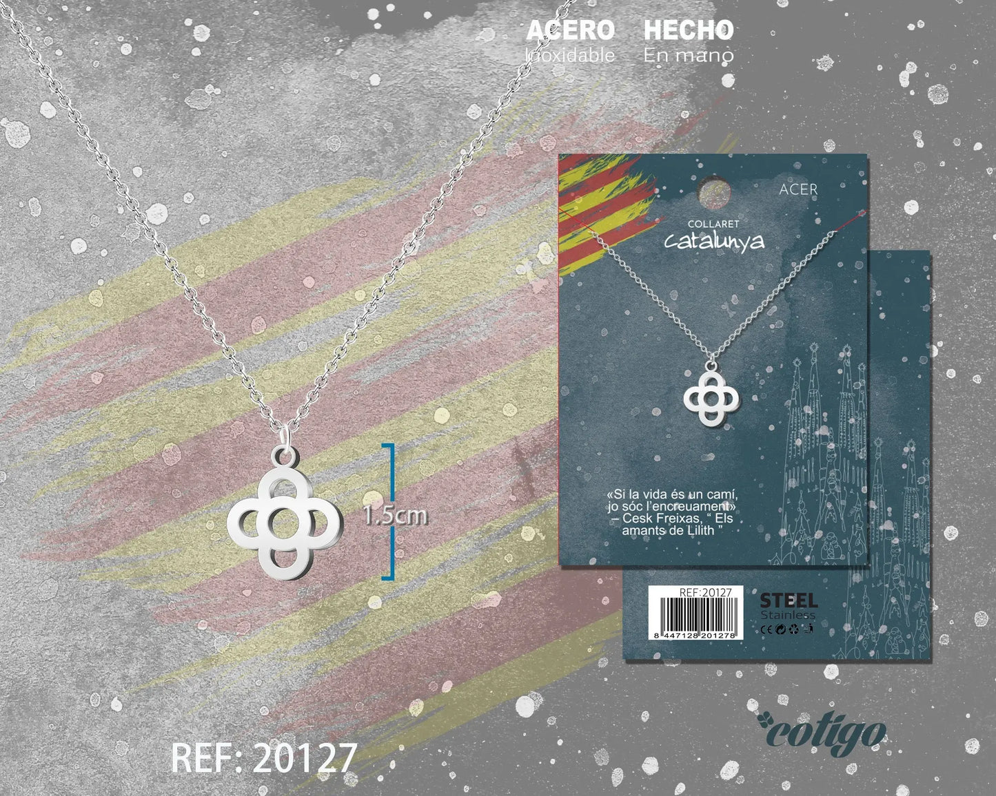 Colgante Flor de Barcelona Acero Plateado - cotigo