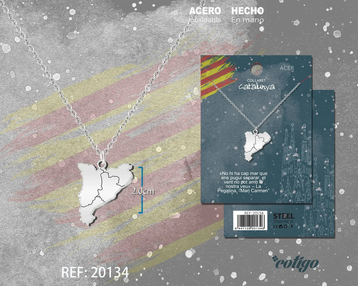Colgante Mapa Cataluña Acero plateado - cotigo