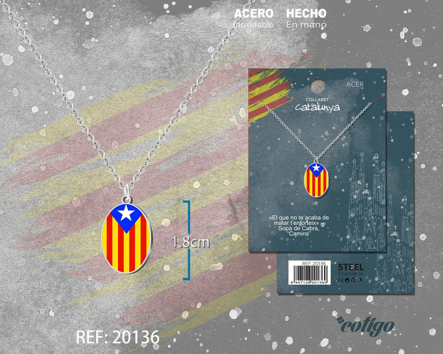 Colgante Bandera Cataluña Acero Plateado - cotigo