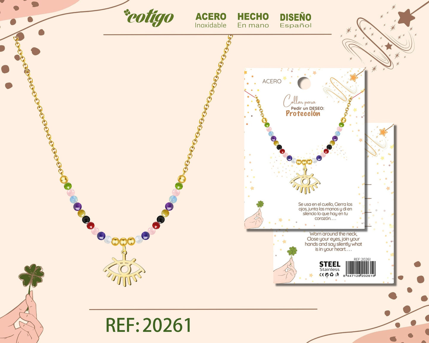 20261-Collar con Ojo turco Acero para Deseo: PROTECCION