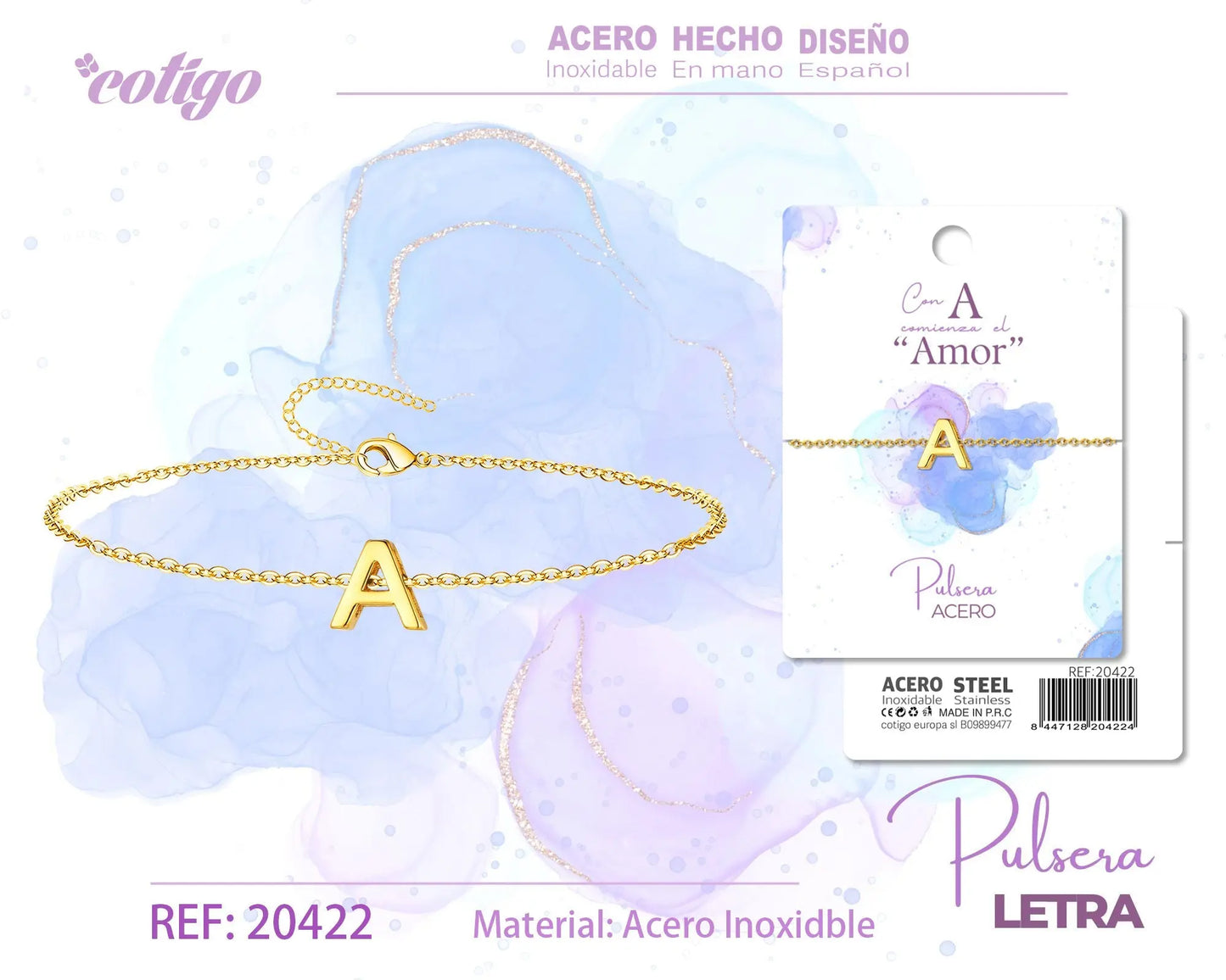 Pulsera Letra A Dorado - cotigo