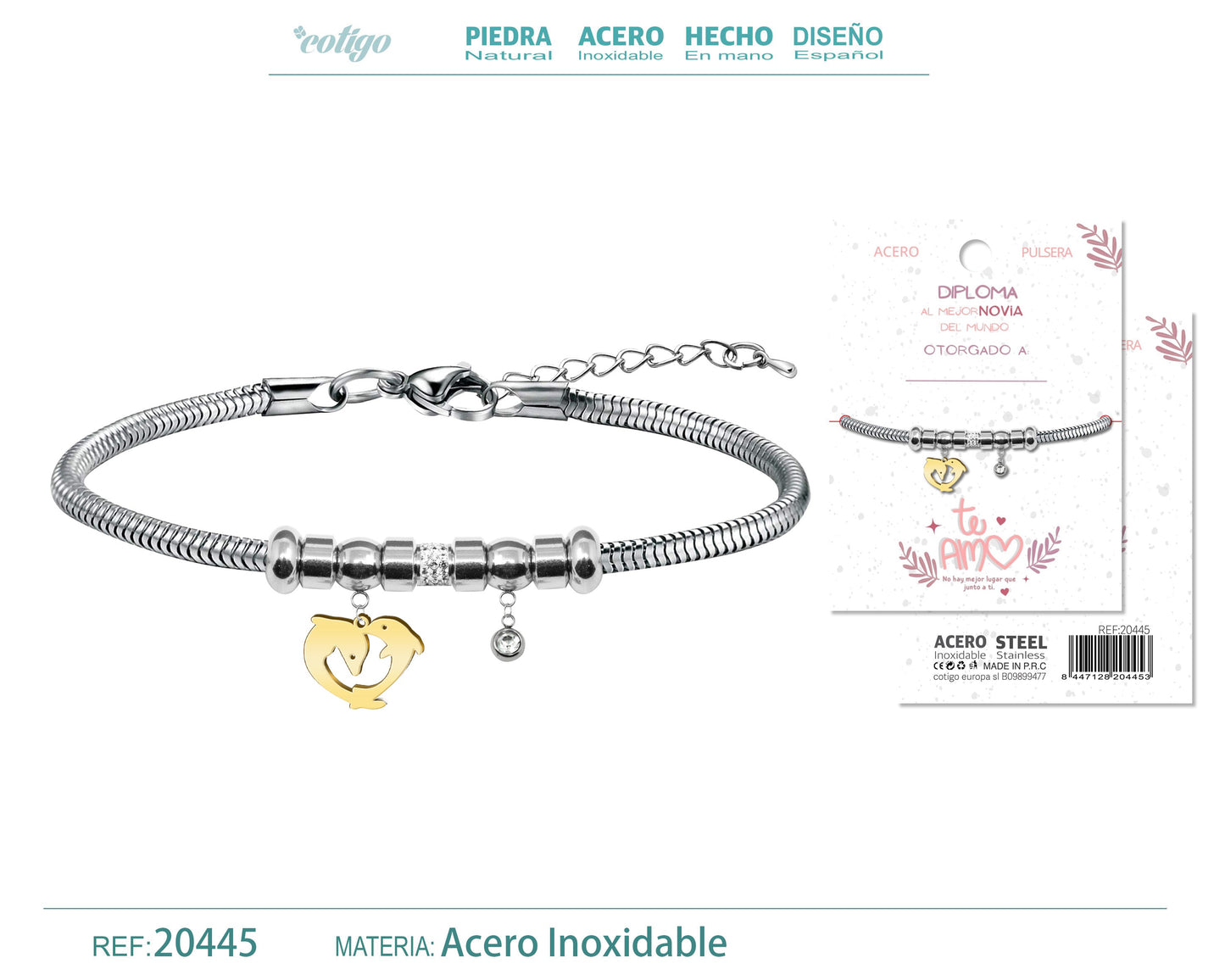 20445-Pulsera de Diploma Acero para Mejor Novia