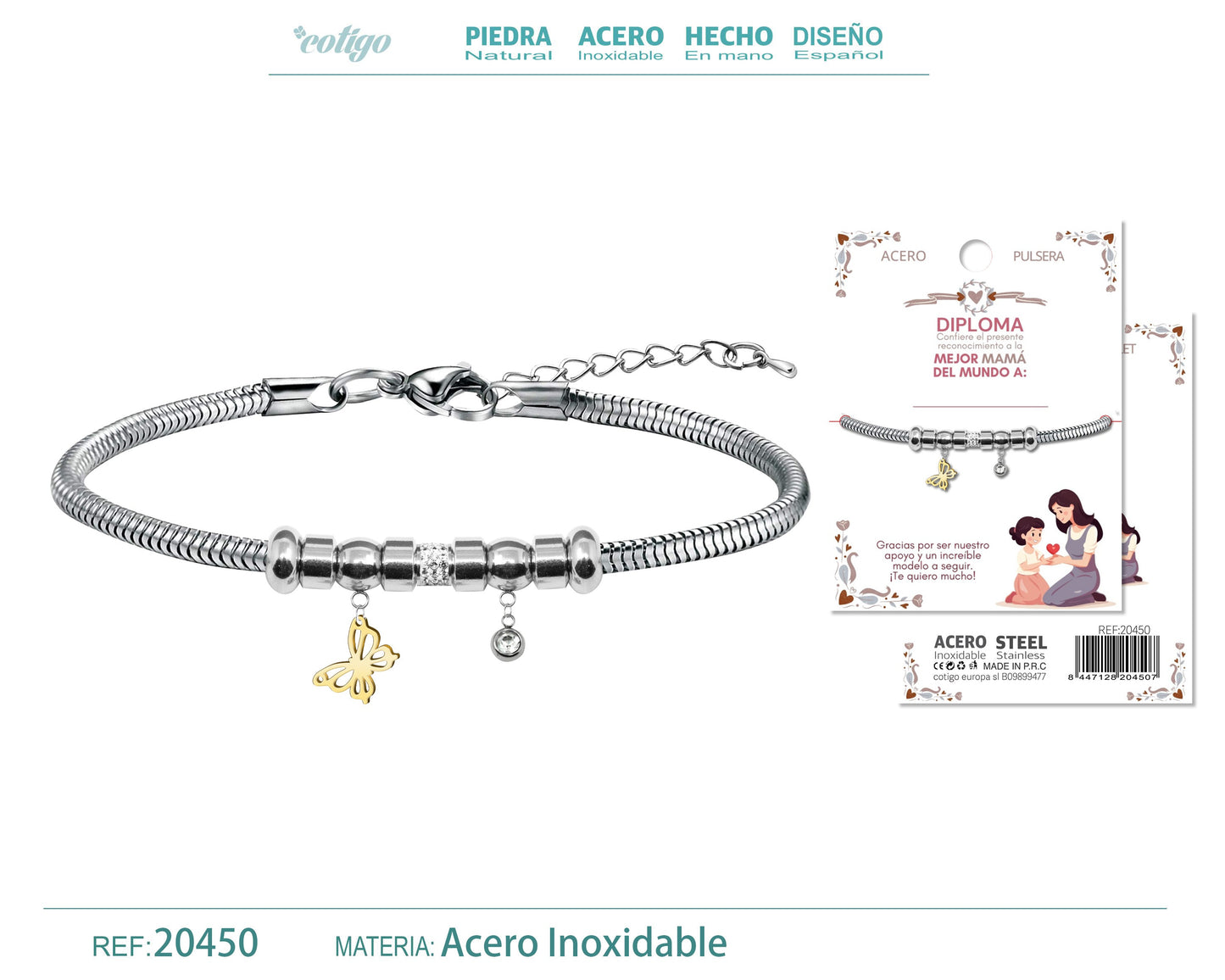 20450-Pulsera de Diploma Acero para Mejor Mama