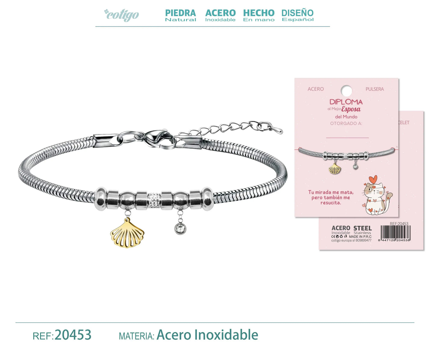Pulsera de Diploma Acero para Mejor Esposa - cotigo