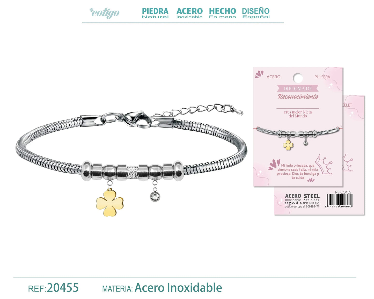 Pulsera de Diploma Acero para Mejor Nieta - cotigo