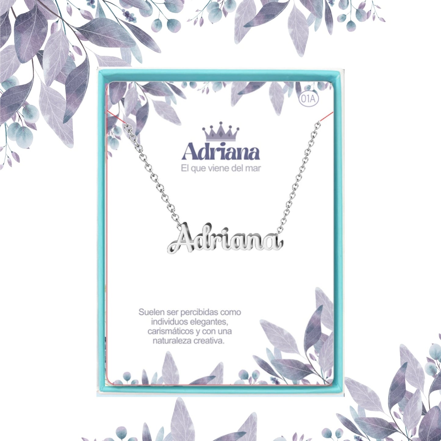 Collar Nombre Adriana Acero color Plateado