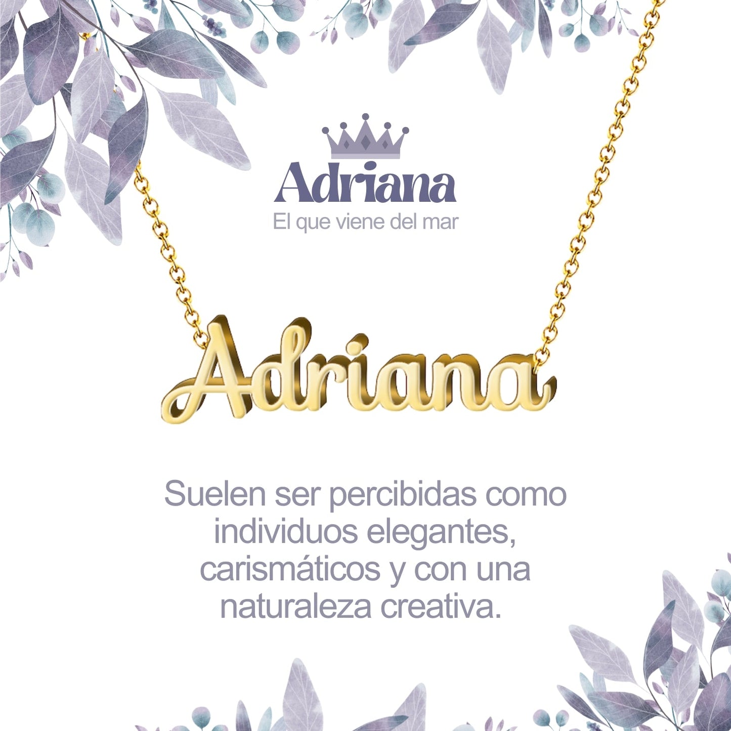 Collar Nombre Adriana Acero color Dorado