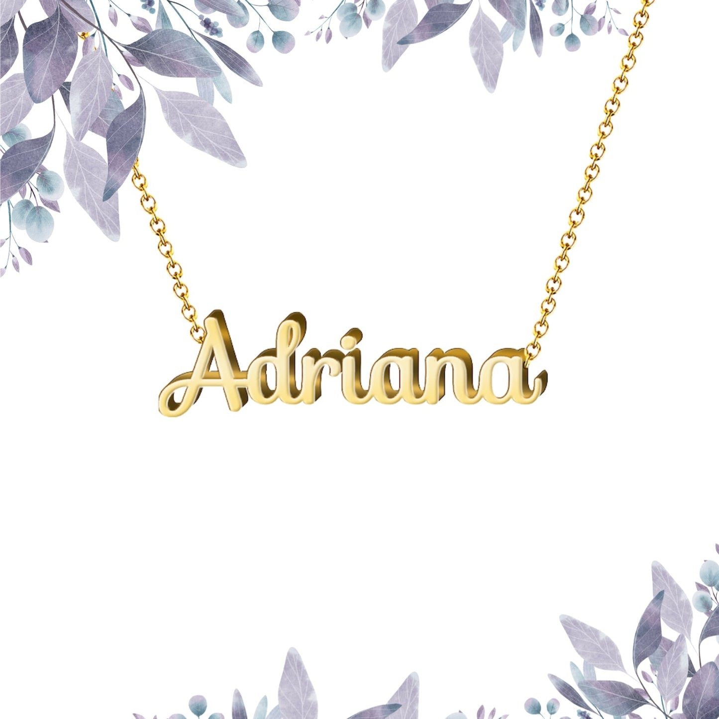Collar Nombre Adriana Acero color Dorado