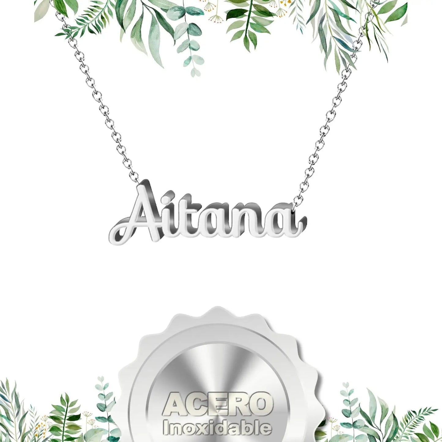 Collar con Nombre Aitana - Acero Inoxidable Plateado - cotigo