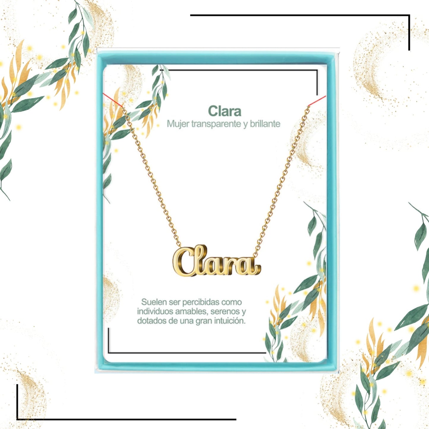 Collar Nombre Clara Acero color Dorado