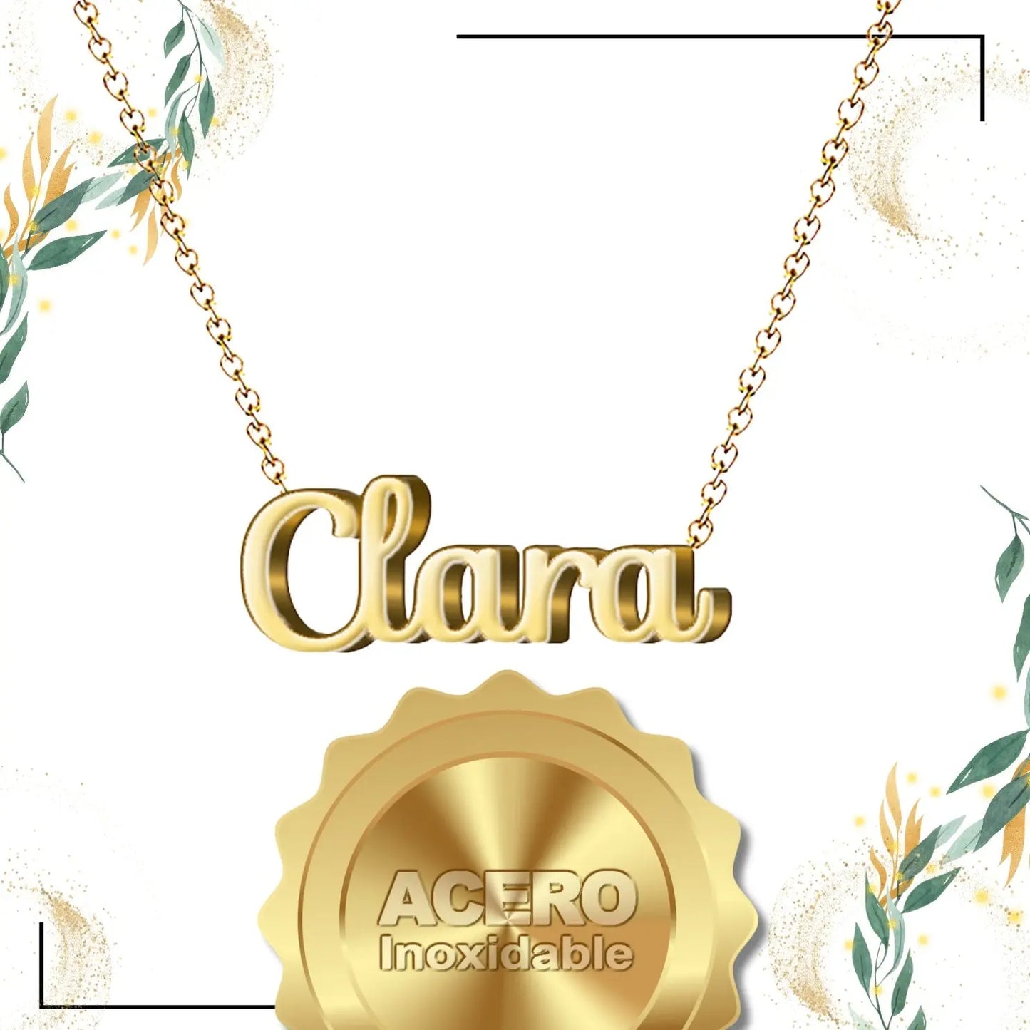 Collar con Nombre Clara - Acero Inoxidable Dorado - cotigo