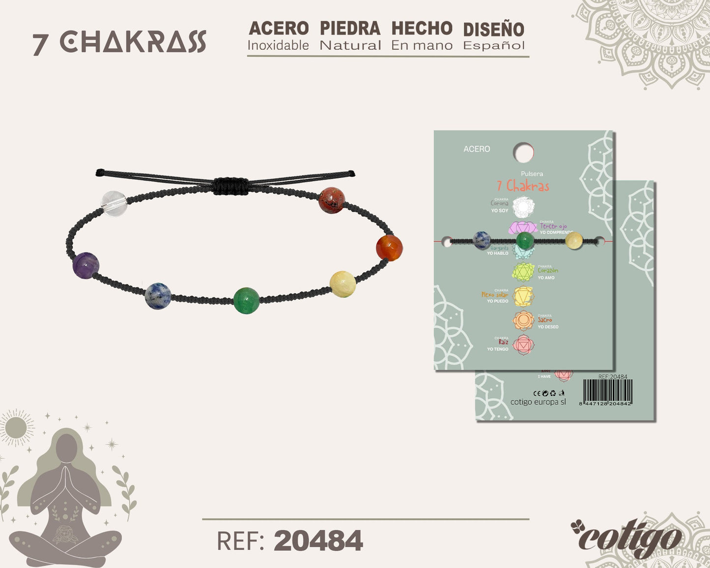 Pulsera 7 Chakras con piedra natural