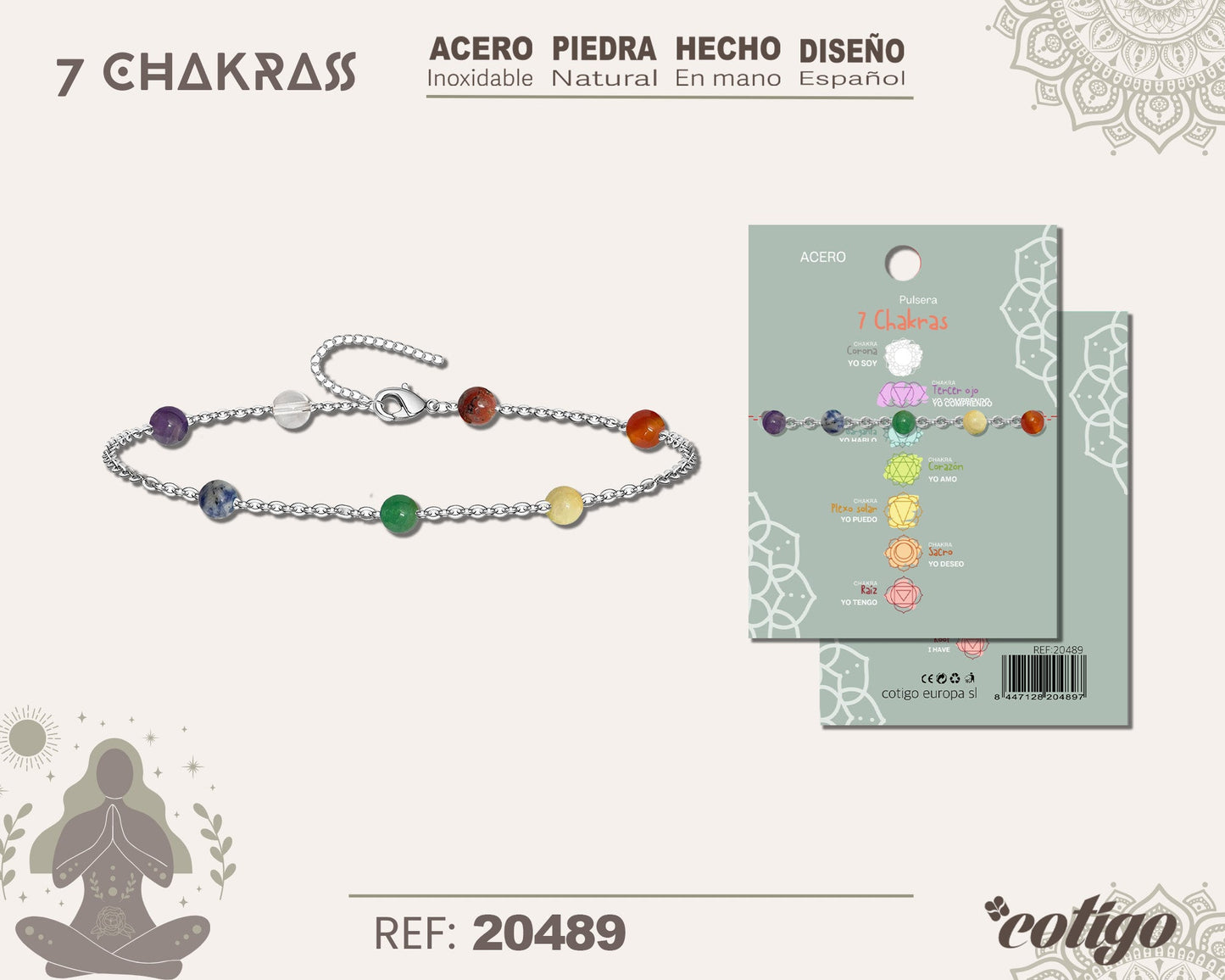 Pulsera 7 Chakras con piedra natural