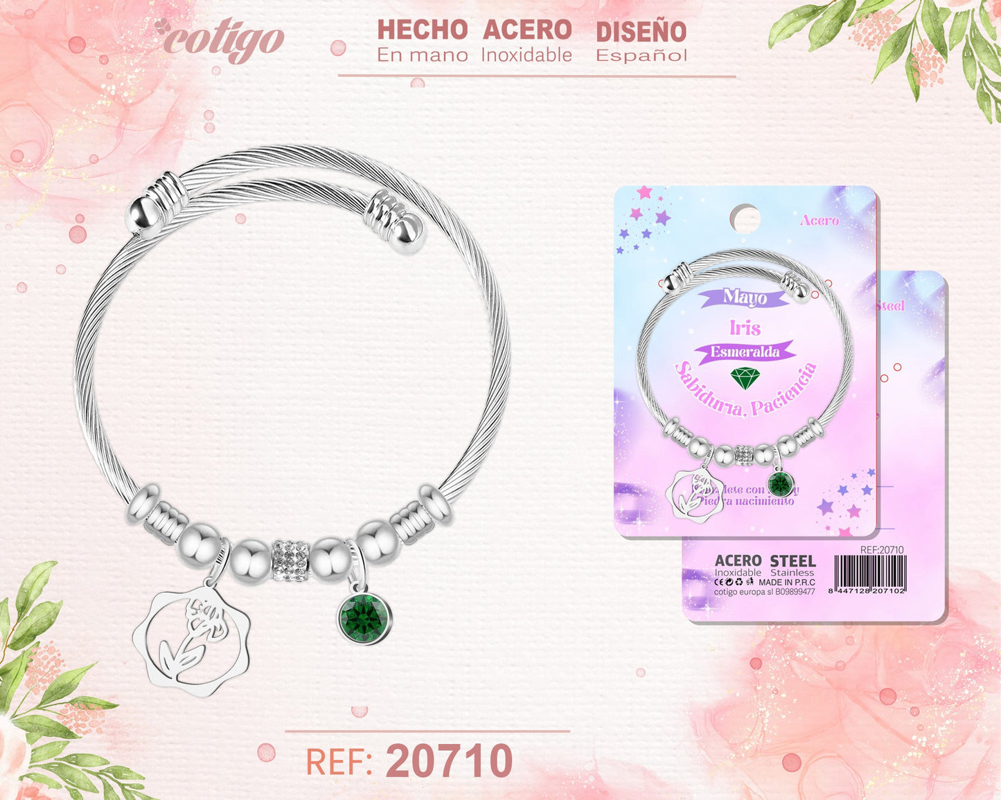 Brazalete Acero para Mes nacimiento Mayo