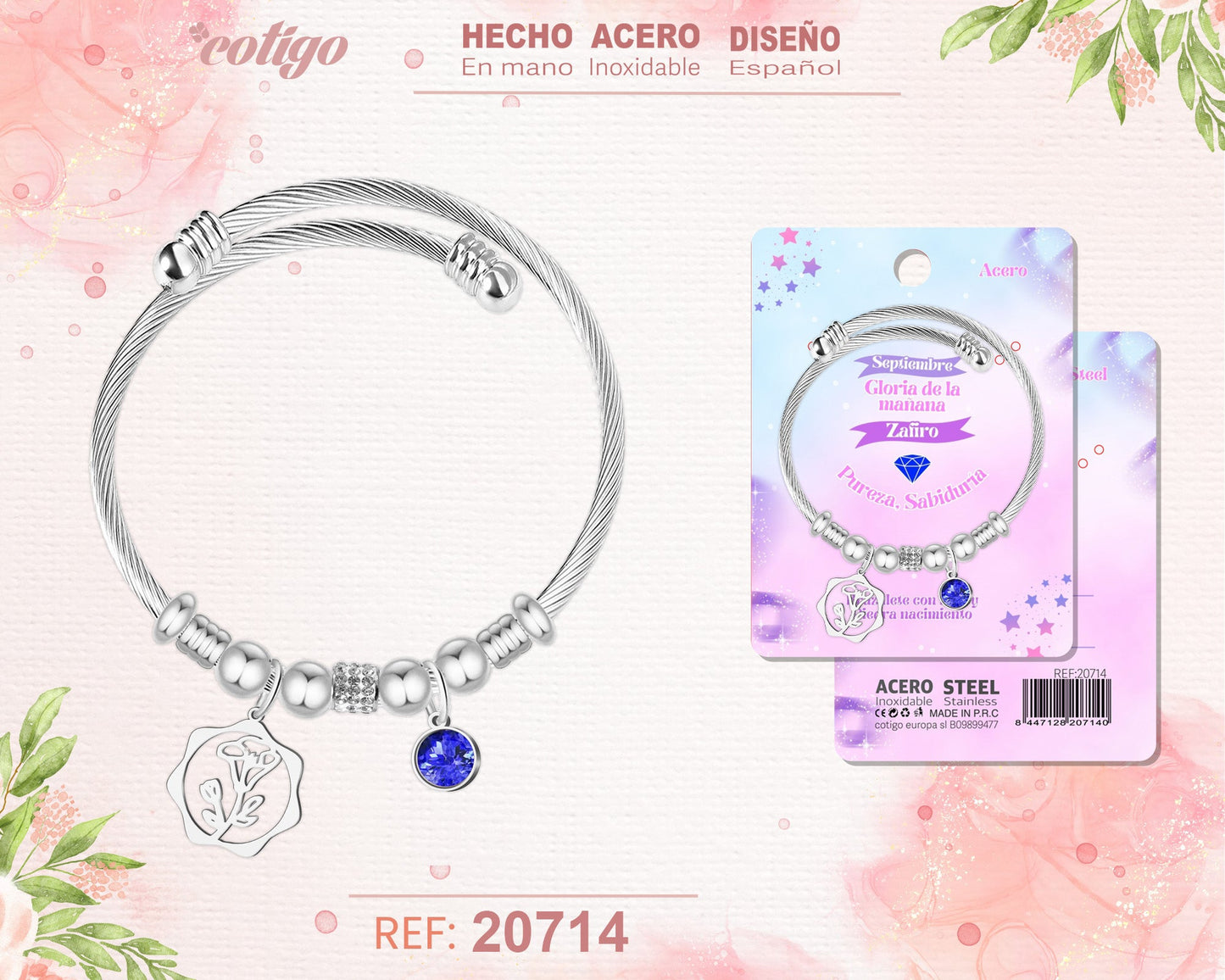 Brazalete Acero para Mes nacimiento Septiembre