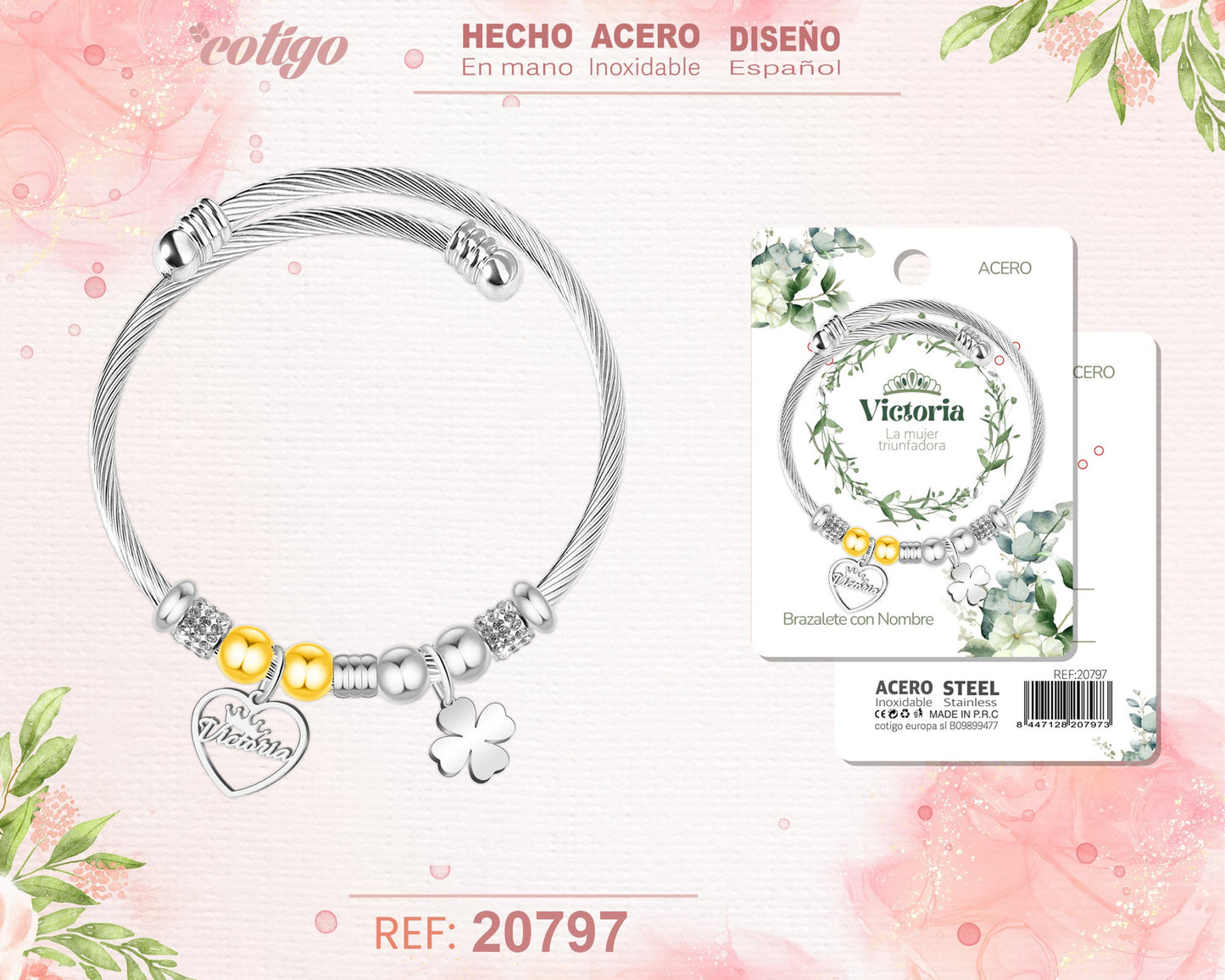 Brazalerte Acero con Nombre:Victoria