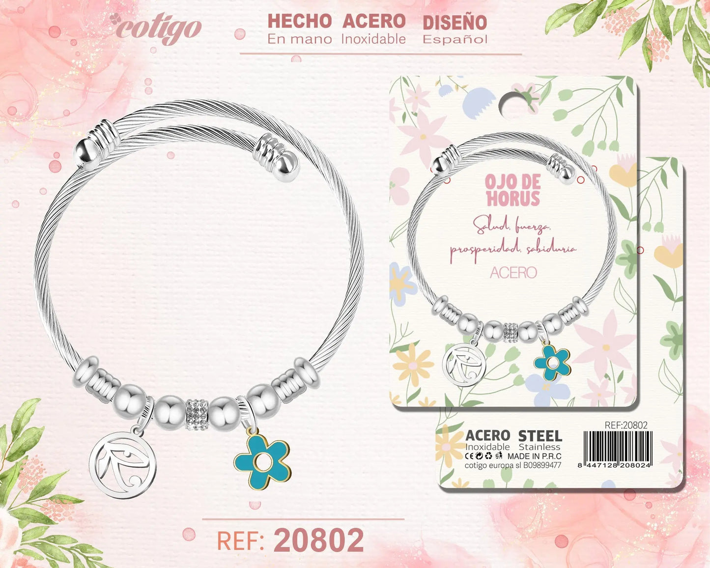 Brazalete Acero con: Ojo Horus - cotigo