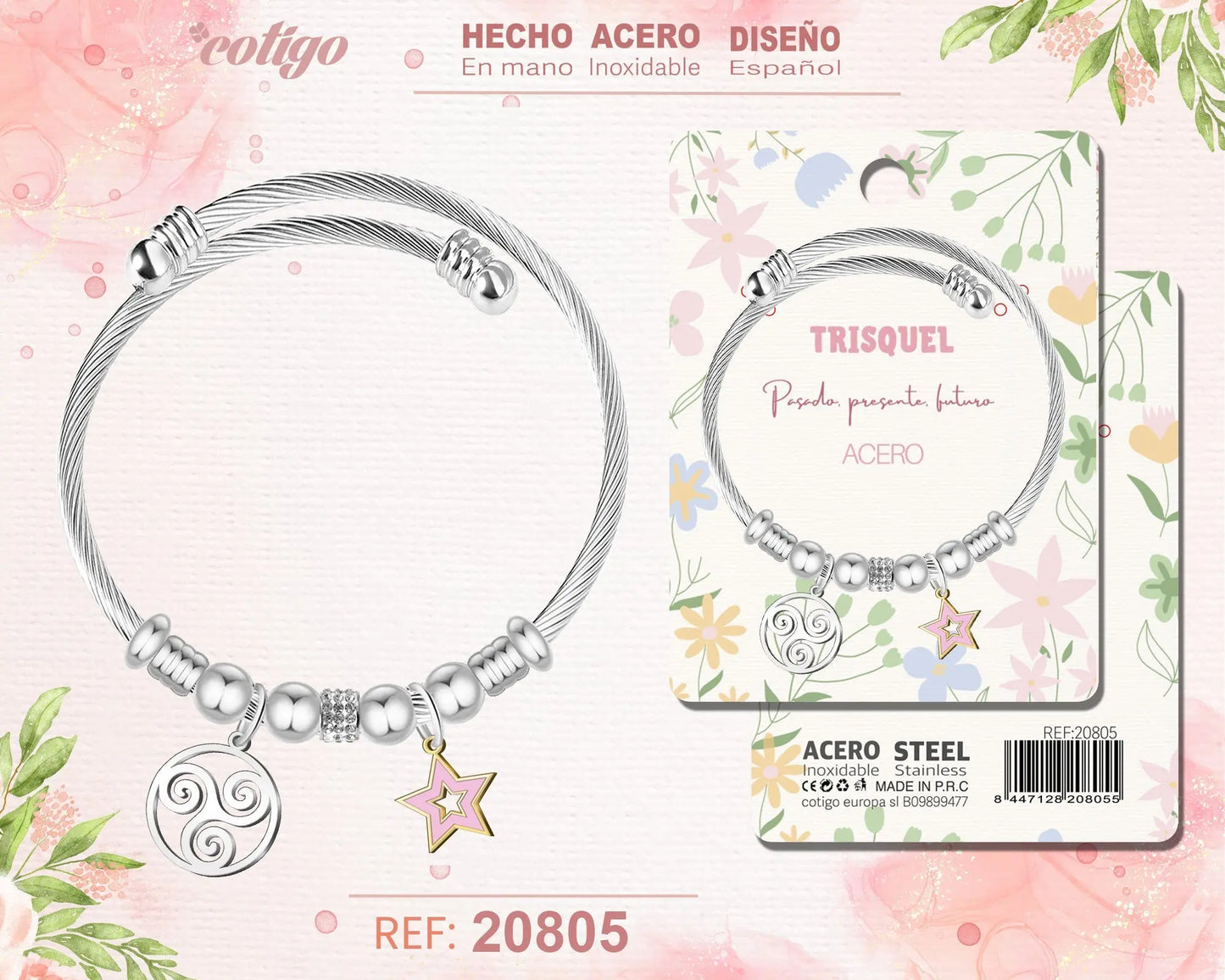 Brazalete Acero con: Trisquel - cotigo