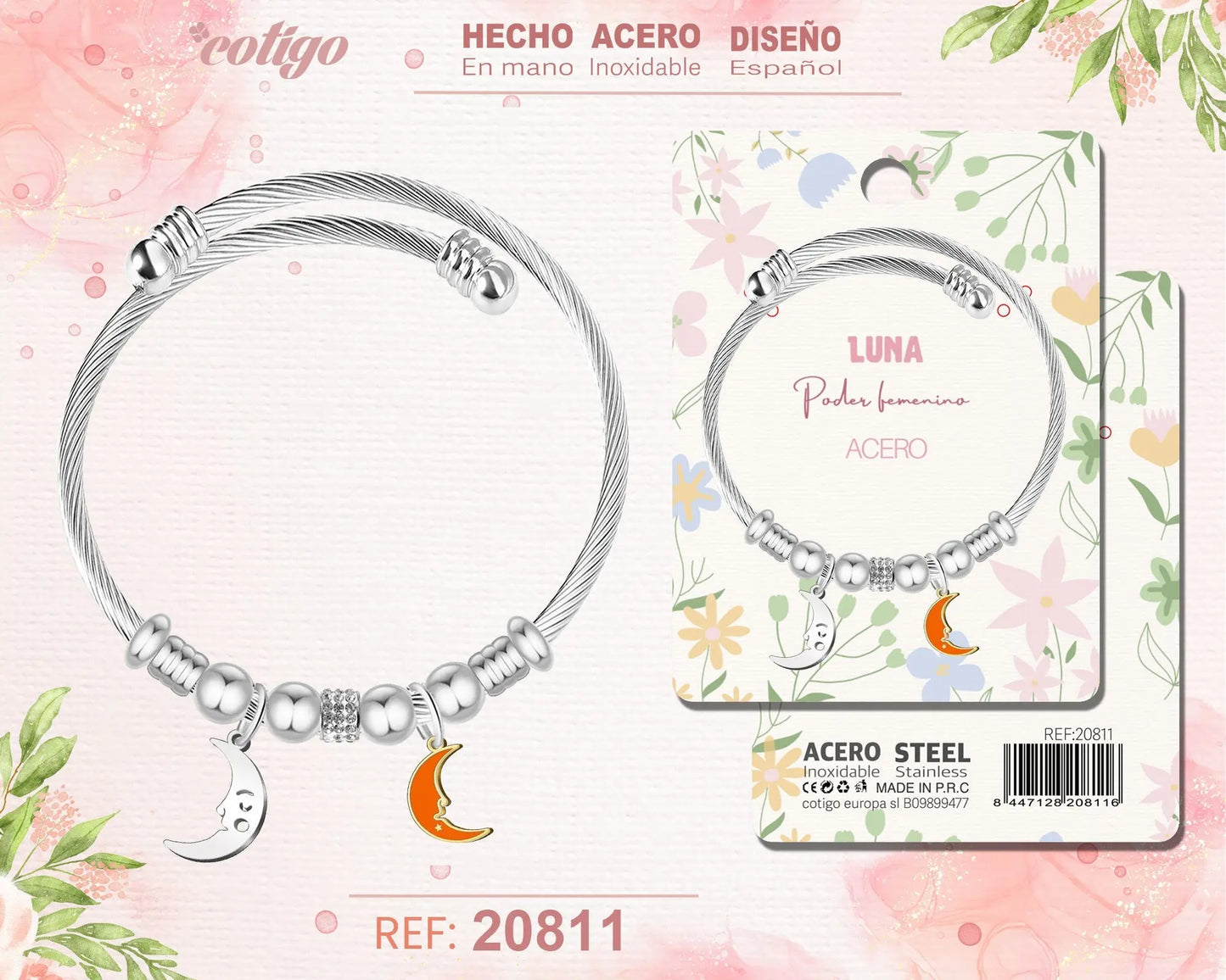 Brazalete Acero con: Luna - cotigo